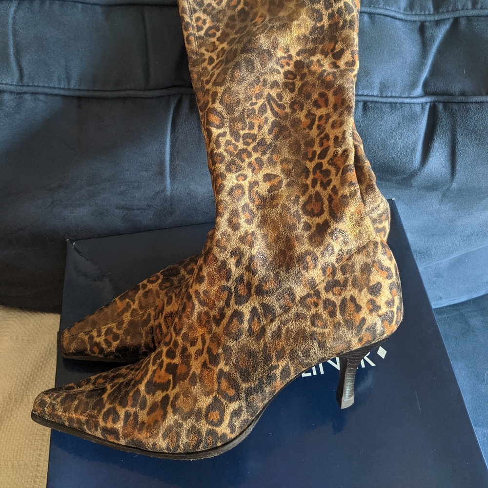Donald Pliner Leopard Print, stretch fabric , 2 1/4" heel boot
